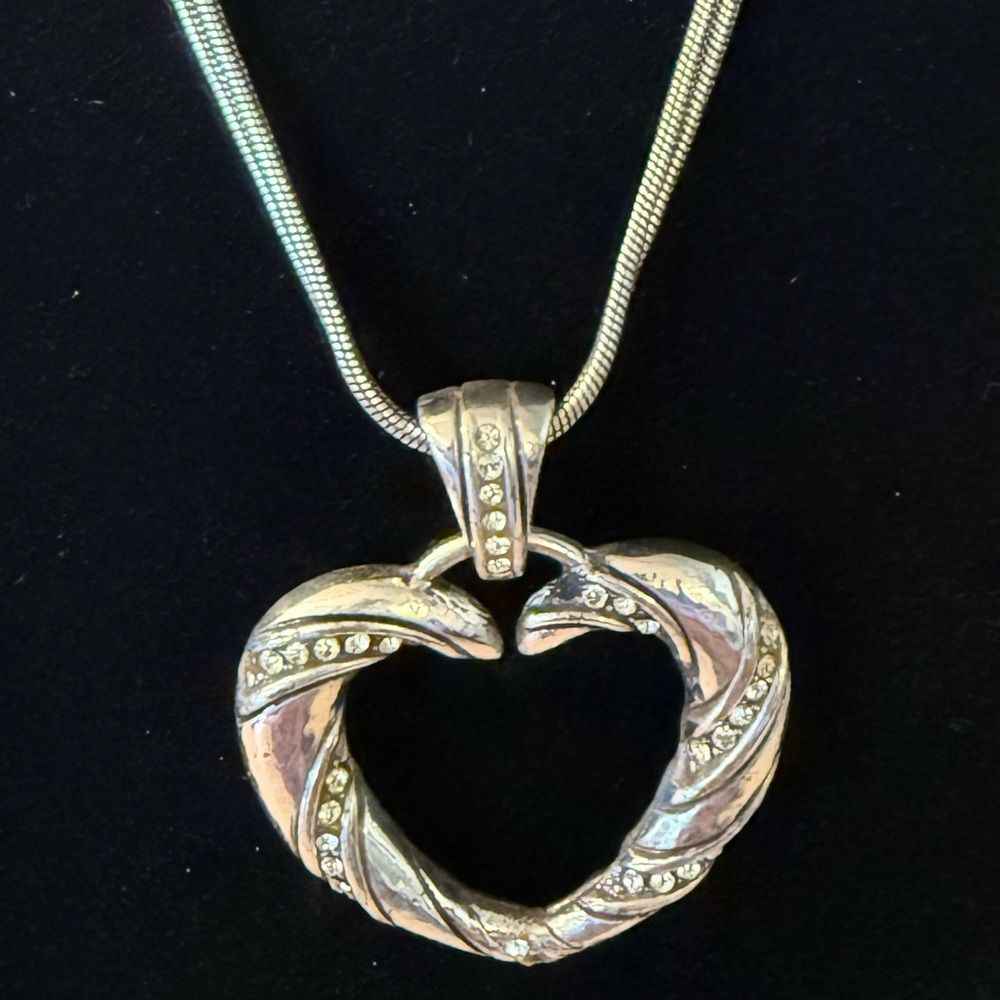 Brighton crystal Silver Heart Necklace with Intricate Design